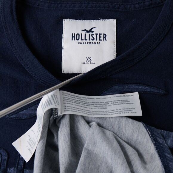 Hollister Men’s XS Long Sleeve Shirt Navy 100 Cottons 2010 Mall-Core Preppy Surf - Picture 8 of 9